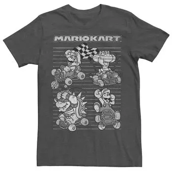 Мужская футболка Mario Kart Mario Yoshi Bowser Luigi с портретами четырех игроков Licensed Character