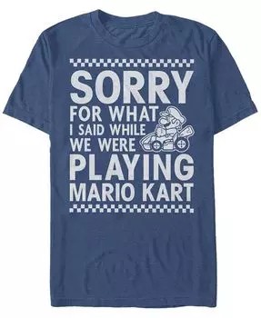 Мужская футболка Mario Kart Nintendo «Я не хотел этого во время игры в извинения» с коротким рукавом Fifth Sun, синий