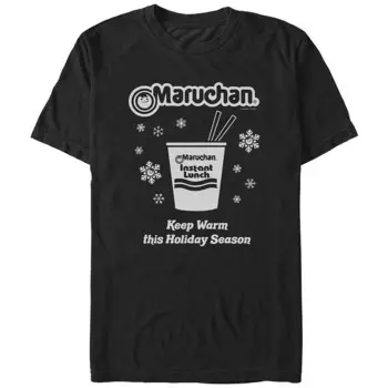 Мужская футболка Maruchan Keep Warm This Holiday Season с графическим рисунком Licensed Character, черный