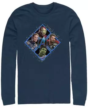 Мужская футболка Marvel Avengers Endgame Hero Four Square, с длинным рукавом Fifth Sun, синий