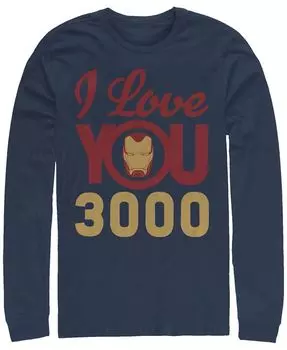 Мужская футболка Marvel Avengers Endgame Iron Man Face I Love You 3000, длинный рукав Fifth Sun, синий