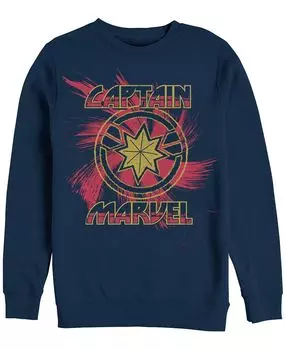 Мужская футболка Marvel Captain Marvel с логотипом на груди, флис с круглым вырезом Fifth Sun