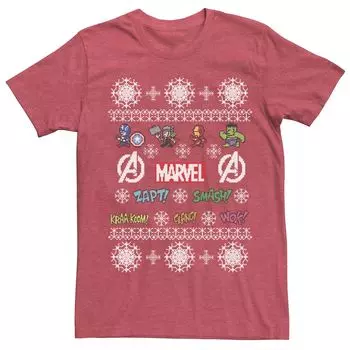 Мужская футболка Marvel Christmas Pixel Avenger Portrait со звуковыми эффектами Licensed Character