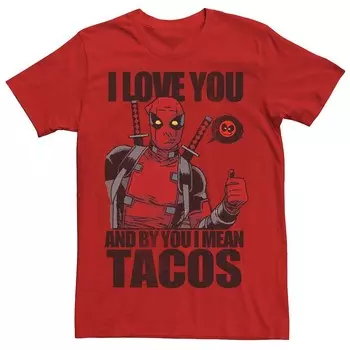 Мужская футболка Marvel Deadpool I Love Tacos ко Дню святого Валентина, красный