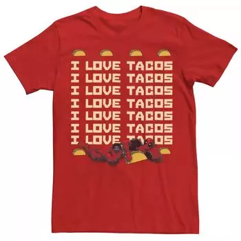 Мужская футболка Marvel Deadpool I Love Tacos Word Stack Licensed Character