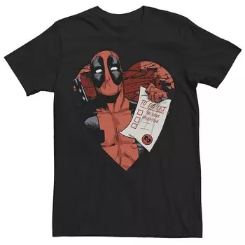 Мужская футболка Marvel Deadpool To Do List You ко Дню святого Валентина Licensed Character, черный
