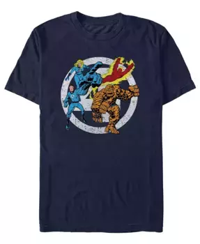 Мужская футболка Marvel Fantastic Team Four с коротким рукавом и принтом спереди Fifth Sun, синий