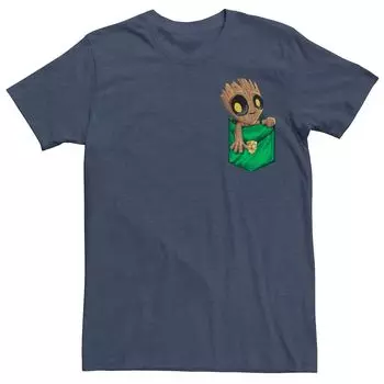 Мужская футболка Marvel Groot Kawaii с карманом на левой груди и рисунком Licensed Character