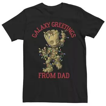 Мужская футболка Marvel Groot Playing With Light Galaxy с поздравлением от папы Licensed Character