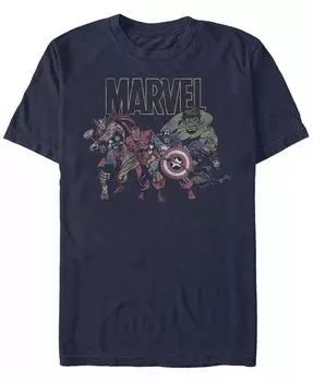 Мужская футболка Marvel Group с коротким рукавом и круглым вырезом Fifth Sun, синий