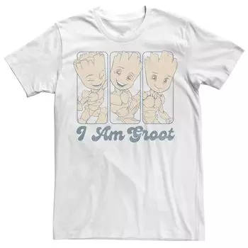 Мужская футболка Marvel Guardian Of The Galaxy Three Groots с панелью I Am Groot Licensed Character