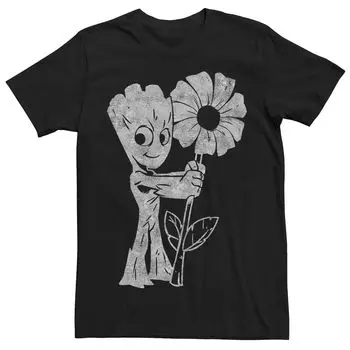 Мужская футболка Marvel Guardian Of The Galaxy Young Groot с цветком ромашки Licensed Character