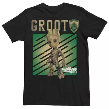 Мужская футболка Marvel Guardians Of The Galaxy Baby Groot с деревянным наполнением и текстовым плакатом с графикой Licensed Character