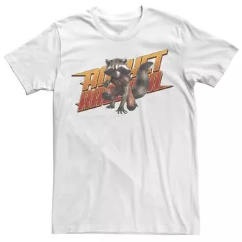 Мужская футболка Marvel Guardians of The Galaxy Rocket Raccoon с градиентным текстом и портретом Licensed Character