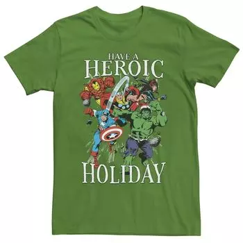 Мужская футболка Marvel Have A Heroic Holiday в стиле ретро для групповых снимков Licensed Character