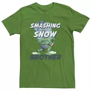 Мужская футболка Marvel Hulk Smashing Through The Snow Brother с портретом Licensed Character