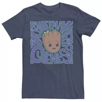 Мужская футболка Marvel I am Groot Mischief, Mayhem, Cuteness Center Groot Face Tee Licensed Character