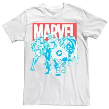 Мужская футболка Marvel, красная, белая, синяя, в стиле ретро, с изображением Мстителей, групповая съемка Licensed Character