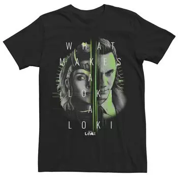 Мужская футболка Marvel Loki And Silvie What Makes A Loki A Loki с разделенным портретом Licensed Character
