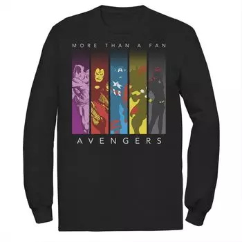 Мужская футболка Marvel Marvel Avengers More Than A Fan с красочным силуэтом и длинными рукавами с рисунком