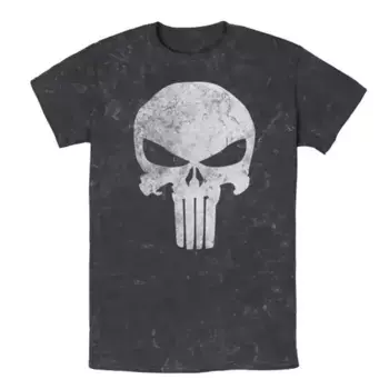 Мужская футболка Marvel Punisher с изображением черепа и эффектом потертости Licensed Character, черный