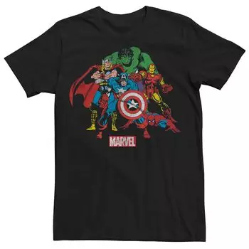 Мужская футболка Marvel Retro Avenger Pile Up Group Shot Licensed Character