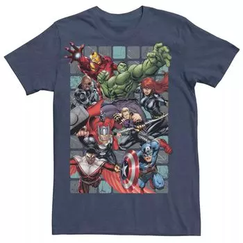Мужская футболка Marvel Retro Avengers в сборе с квадратами Licensed Character