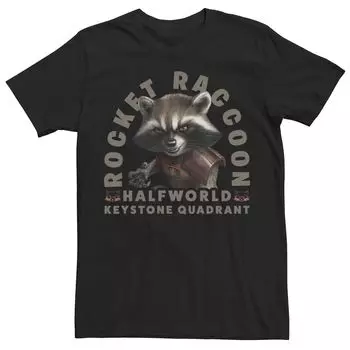 Мужская футболка Marvel Rocket Raccoon Halfworld Keystone Quadrant Licensed Character