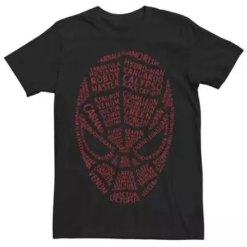 Мужская футболка Marvel Spider-Man All The Villains с текстовым наполнением Licensed Character