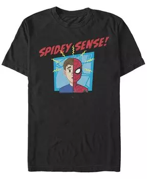 Мужская футболка Marvel Spider-Man Far From Home Spidey Sense с коротким рукавом Fifth Sun, черный
