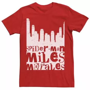 Мужская футболка Marvel Spider-Man Miles Morales City Skyline Licensed Character