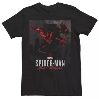 Мужская футболка Marvel Spider-Man Miles Morales темного оттенка с портретом Licensed Character