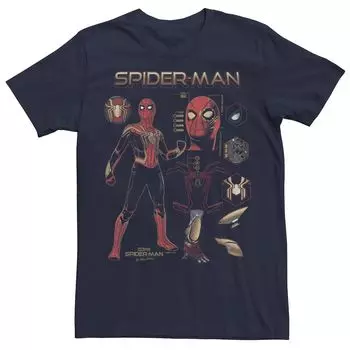 Мужская футболка Marvel Spider-Man No Way Home Spidey Schematic Tee Licensed Character