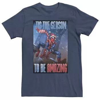 Мужская футболка Marvel Spider-Man 'Tis the Season To Be Amazing Tee Licensed Character, цвет Navy Heather