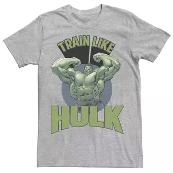 Мужская футболка Marvel Train Like Hulk в стиле ретро с круглым портретом и графическим рисунком