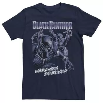Мужская футболка Marvel Wakanda Forever Black Panther с несколькими позами Licensed Character