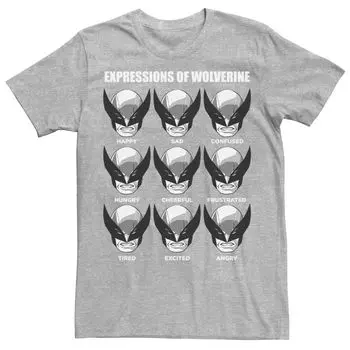 Мужская футболка Marvel X-Men Expressions Of Wolverine Grid Licensed Character