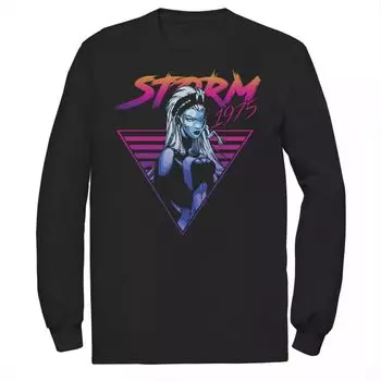 Мужская футболка Marvel X-Men Storm в стиле ретро 80-х с треугольным градиентом и длинными рукавами с рисунком