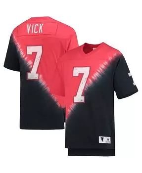 Мужская футболка Michael Vick Black, Red Atlanta Falcons с именем и номером игрока в отставке, с диагональным узором тай-дай и v-образным вырезом Mitchell & Ness, черный