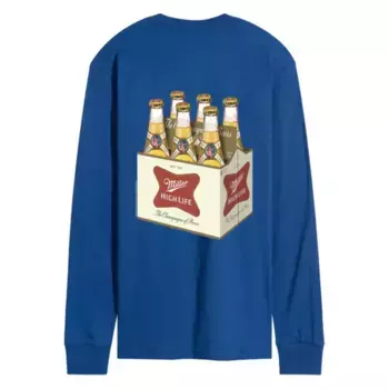 Мужская футболка Miller High Life с длинным рукавом и принтом из 6 бутылок Licensed Character, синий