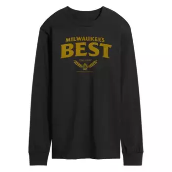 Мужская футболка Milwaukee's Best с длинным рукавом и потертым логотипом Licensed Character, черный