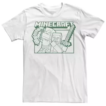Мужская футболка Minecraft Action Blocks Alex Steve Warriors Licensed Character