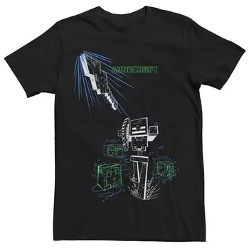 Мужская футболка Minecraft River Skeleton Arrow Shooting Licensed Character, черный