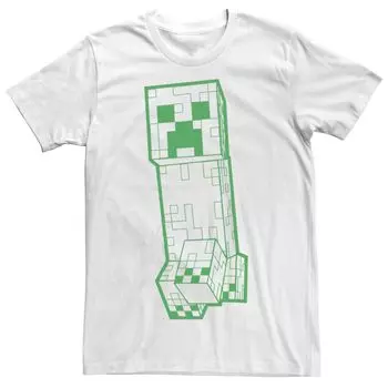 Мужская футболка Minecraft с абстрактным принтом Creeper Walking Pixels Licensed Character
