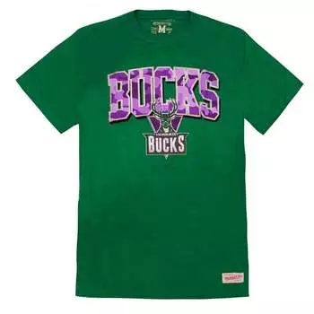 Мужская футболка Mitchell & nes nba Milwaukee Bucks Mitchell And Ness, зеленый