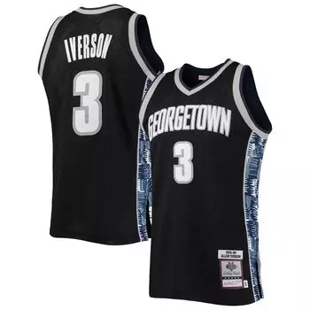 Мужская футболка Mitchell & Ness Allen Iverson Black Georgetown Hoyas 1995-96 Authentic Throwback Джерси