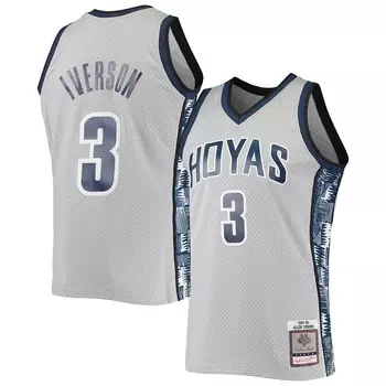 Мужская футболка Mitchell & Ness Allen Iverson Grey Georgetown Hoyas 1995-96 Swingman Replica Jersey, цвет Grg Grey