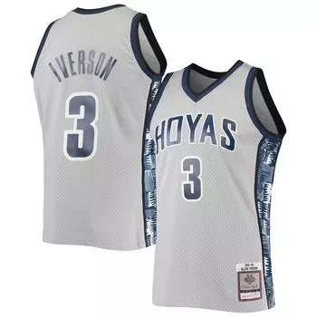 Мужская футболка Mitchell & Ness Allen Iverson Grey Georgetown Hoyas 1995-96 Swingman Replica Jersey