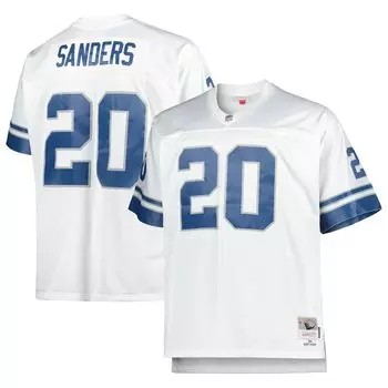 Мужская футболка Mitchell & Ness Barry Sanders White Detroit Lions Big & Tall 1996, реплика вышедшего на пенсию игрока