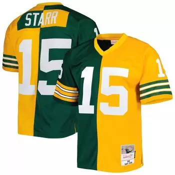 Мужская футболка Mitchell & Ness Bart Starr Green/Gold Green Bay Packers 1969 Split Legacy Replica Jersey